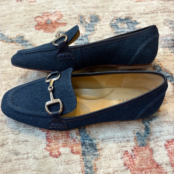 Talbots Stella Bit Loafers Blue Denim Leather Chic Square Toe Womens 8 - Picture 4 of 11